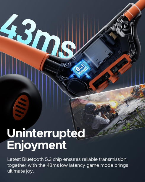 truefree F2 Open Ear Headphones, Bluetooth 5.3 Air Conduction Wireless Sport Earbuds with Enhanced Bass, 15H Playtime