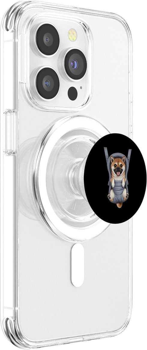 Shiba Inu Puppy Lover PS Funny Shiba Inu Puppy In A Baby Carrier. Dog Lover PopSockets PopGrip for MagSafe