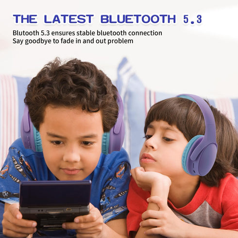 Kids Wireless Headphones, Bluetooth V5.0, 15 Hours Play, 93dB Volume Limited, Foldable with Built-in Mic for Cell