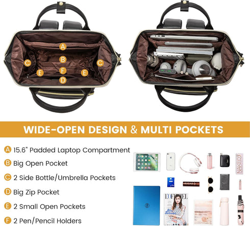 Backpacks Women,15.6 inch Backpack Backpack Backpacks,Beige LOVEVOOK Leather for Leather Laptop Women,Professional Work