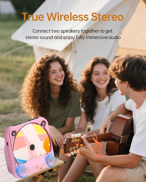 ENVYCLOUD Portable CD Player with Bluetooth, Rechargeable Wireless Mini Desktop for Home with HiFi Speaker, Cute CD