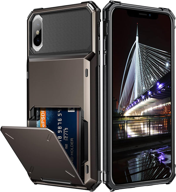 Vofolen Case for iPhone Xs, Wallet ID Slot Credit Card Holder, Scratch Resistant Dual Layer Protective Cover