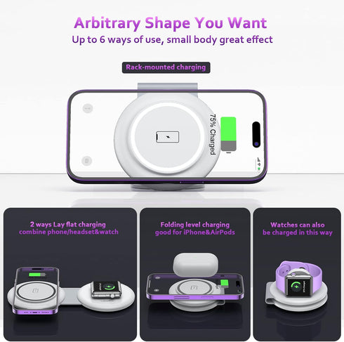 UCOMX Nano Mini Magnetic 2 in 1 Wireless Charger, Traveler Wireless Folding Charging Station, Compatible for iPhone