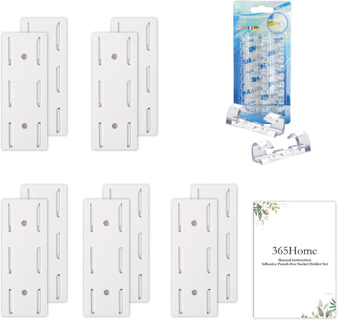365Home 10-Pack Adhesive Punch-Free Socket Holder, Self Adhesive Desktop Socket Fixer, Power Strip