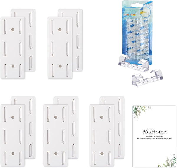 365Home 10-Pack Adhesive Punch-Free Socket Holder, Self Adhesive Desktop Socket Fixer, Power Strip