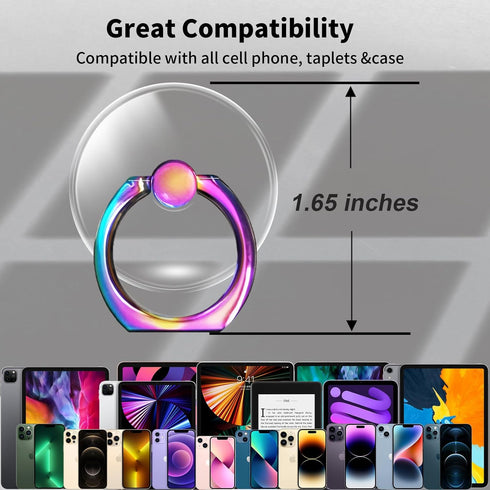 Transparent Clear Phone Ring Grips Holder, Finger Ring Stand for Cell Phone Tablet Case Accessories, Round (1PCS