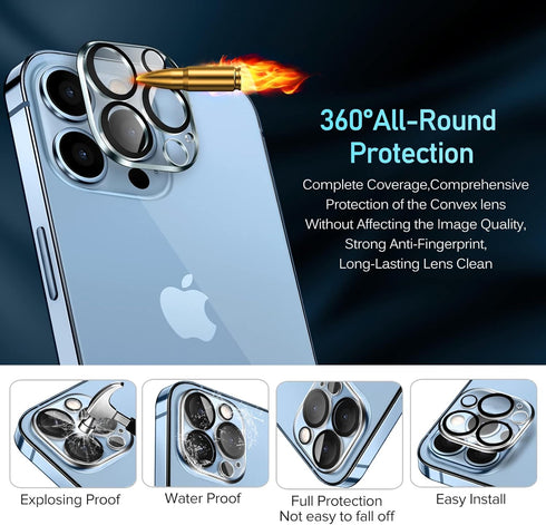 iVoler Camera Lens Protector for iPhone 13 Pro Max 6.7”/13 Pro 6.1” - 4 Pack, Scratch-Resistant, Easy Install,