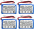 Kastar 4-Pack Battery Replacement for Blue Parrott 052030, 502030, PL602030, PL602031, VXI B250-XT Headset
