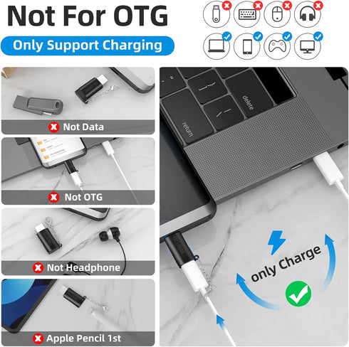 2-Pack USB-C Adapter for Lightning Cable, iOS Lightning (Female) to USB Type C (Male) Charging Adapter for iPhone 15