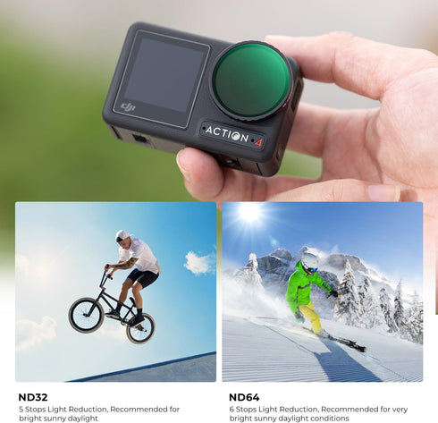 K&F Concept ND Filter Kit for DJI Osmo Action 4 - ND8, ND16, ND32, ND64 - 4 Pack Optical Glass Filters