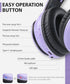 rockpapa E7 Over Ear Wireless Bluetooth Headphones with Mic, Foldable Wired/Wireless Headphones for Kids, Purple Black