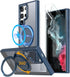 360° Rotation Magnetic Stand Case for Samsung Galaxy S22 Ultra/S23 Ultra, Military-Grade Drop Protection, Blue