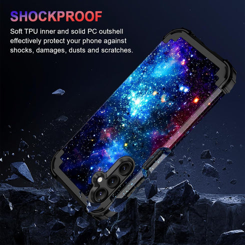 Miqala Galaxy A15 5G Case, Blue Glow in The Dark Heavy Duty Shockproof Full Body Protection