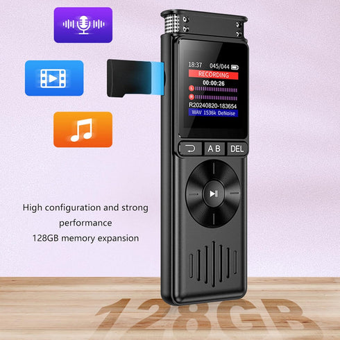 hejhncii MP3 8/16/32/64/128GB High Capacity Digital Recorder with Adjustable Playback Speed Music Player for Office