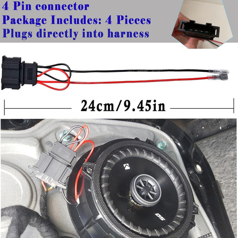 4 Pack Speaker Wire Harness Adapter Replacement for Volkswagen Jetta, GLI, GTI, Beetle, Golf, Passat, Polo