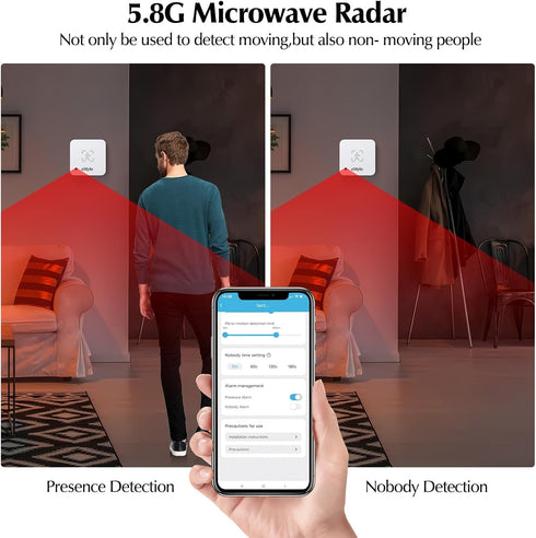 eMylo 24/7 Business(2.4 1 Pack) WiFi Human Presence Sensor, WiFi Millimeter Wave Radar Detection - No Hub Needed, Smart