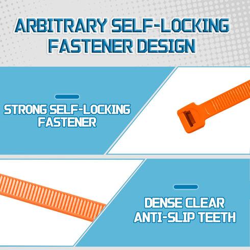 8 inch Cable Ties for Easy-Use Cable Management, 100 Pcs in Orange for Home, Office, and Outdoors