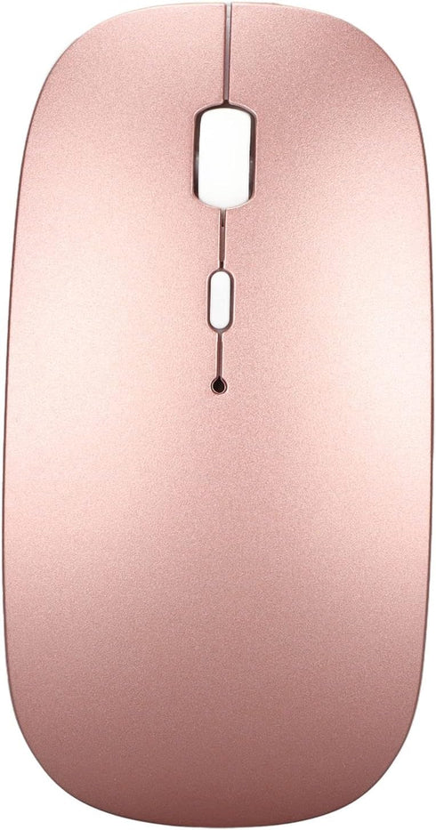 Keyboard Mouse Set 2.4G USB Thin Ergonomic Mute for Computer (Rose Gold)