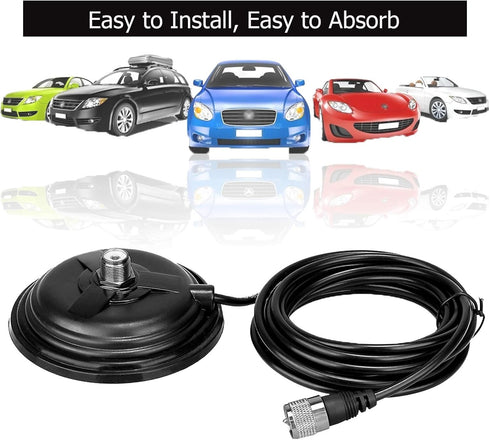 Retevis Magnetic Antenna Mount Base with 5M Coaxial Cable for CB Radio Car Bus Mobile Transceiver