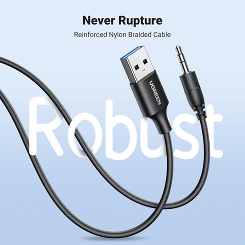 UGREEN Bluetooth 5.4 Aux Car Adapter, Enhanced Connection & Noise Cancellation, Plug & Play for Car Audio