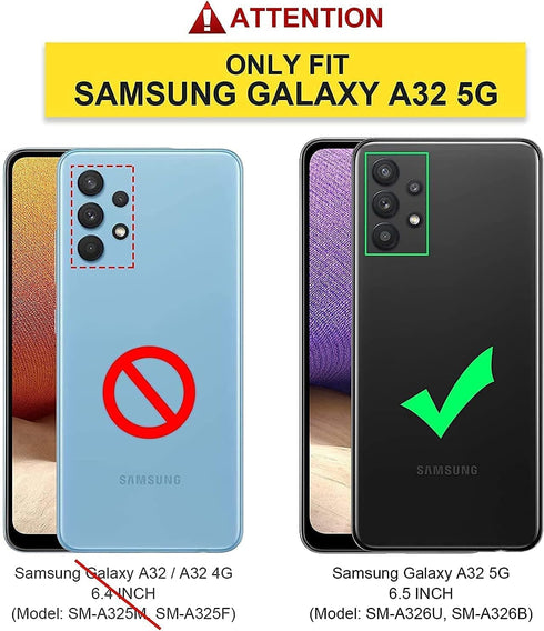 LeYi Samsung Galaxy A32 5G Case, Mint Military-Grade Kickstand Phone Case with 2 Pack Tempered Glass Protector