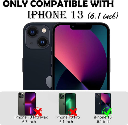 Annymall iPhone 13 Case (Black Orange) - Heavy Duty 3-Layer Shockproof Cover + 2 Screen Protectors for 6.1" Apple