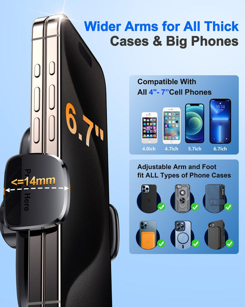 Military-Grade 360° Suction Cup Car Phone Holder, Universal Accessories for Air Vent, Dashboard, Windshield