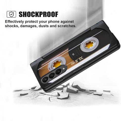 Samsung Galaxy Z Fold 3 Phone Case, Vintage 80s Music Cassette, Slim Fit Hard PC Shockproof Drop Folding Stylish