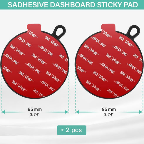 pop-tech Dash Suction Cup Mounting Disk: 95mm Car Mount Adhesive Dashboard Pad for Phone Holder