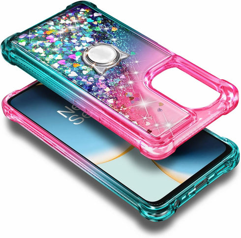 NZND OnePlus Nord N30 5G Case, Nord CE 3 Lite 5G with Tempered Glass Screen Protector, Glitter Liquid Floating