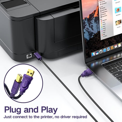2.0 (30 Printer Cable, USB Cable A-Male to B-Male for Printer/Scanner ft)