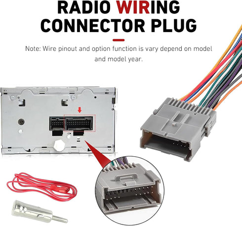 Titwaye 3 PCS Car Radio Wiring Harness, Audio/Video Wiring Harnesses Kit, Stereo Pigtail Connector Plug Adapter