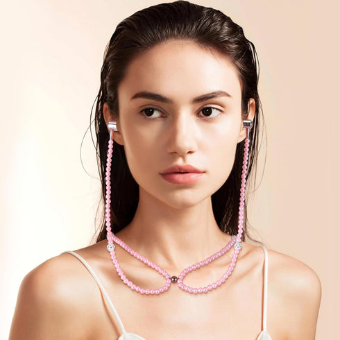 in-Ear Earphones with Mic - Wired Headset with Remote and Mic Hands-Free Pearls Chain Universal Earphone for Girls