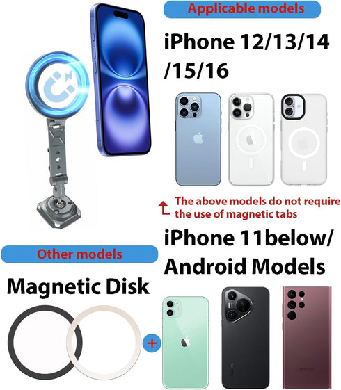 Pukoko 16/15/14/13 Magnetic Phone Tripod Mount Adapter Cold Shoe Phone Holder for Camera Magsafe Tripod Mount
