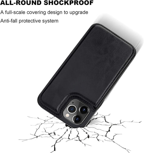 ONETOP Wallet Case for iPhone 12/12 Pro - PU Leather Kickstand Card Holder, Double Magnetic Clasp