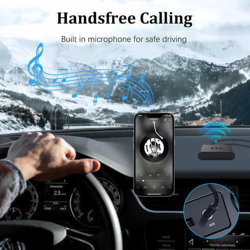 NFC Enabled Bluetooth Audio Receiver, Bluetooth 5.2 Wireless Adapter for Home/Car Stereo, Handsfree Calls, RCA AUX