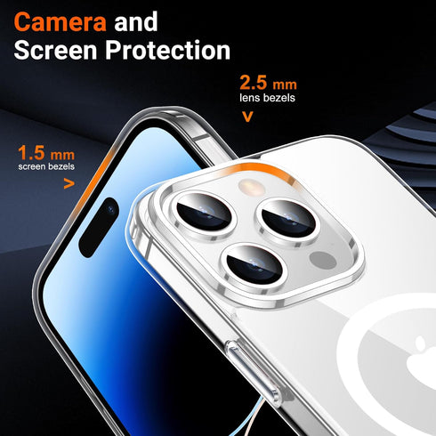 Temdan Clear Magnetic Case for iPhone 14 Pro 6.1" - Military Drop Protection, Shockproof, Built-in Kickstand, Not
