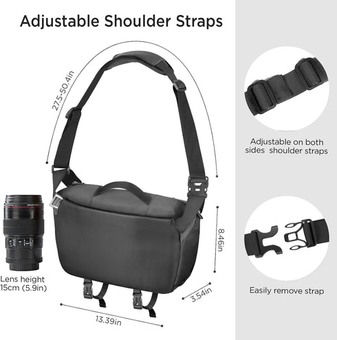 TAAOKA Camera Sling Bag, Waterproof Camera Case with Tripod Holder, DSLR/SLR/Mirrorless Cameras Shoulder Bag, Crossbody