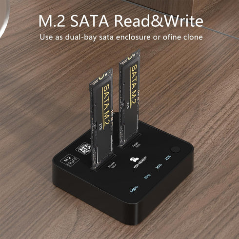 isheep M.2 3.1 (5Gbps) SATA SSD Docking Station, USB Offline Cloner & Duplicator, One-Button Backup, Tool-Free Plug