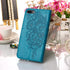 iPhone 7/8 Plus Wallet Case, Butterfly Floral Embossed, Card Holder Slots, Stand Leather Protective Flip Cover (Blue)