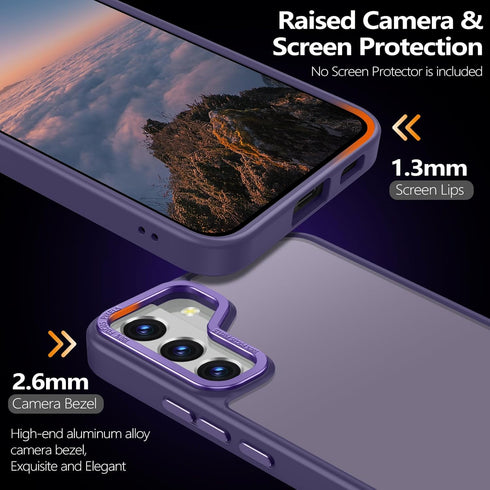 Rayboen Samsung Galaxy S22 Case, Matte Purple Translucent Frosted Hard Back, Slim Anti-Scratch Silicone Edge Cover.
