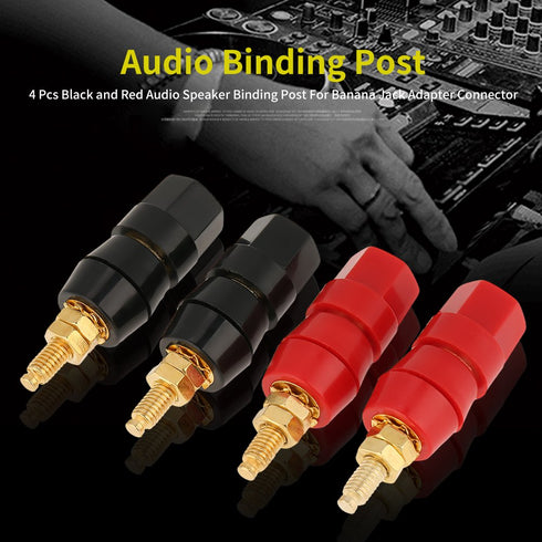 4 Pcs Banana Socket Test Probe Adapter for Audio Speaker Terminal Binding Post, Black and Red for 4mm Banana Plugs