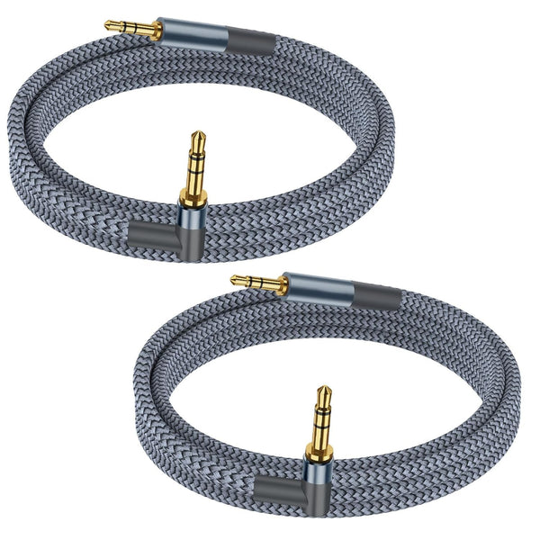3.5mm Aux Cable Cord,Hi-Fi Sound 90 Degree Nylon Braided 3.5mm Male to