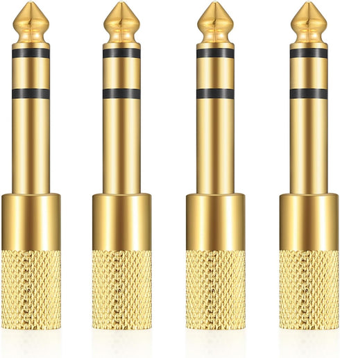 4 Pcs 6.35mm (1/4 inch) Male to 3.5mm (1/8 inch) Female Stereo Headphone Adapters, Gold-Plated Audio Jack Plug