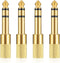 4 Pcs 6.35mm (1/4 inch) Male to 3.5mm (1/8 inch) Female Stereo Headphone Adapters, Gold-Plated Audio Jack Plug