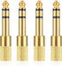 4 Pcs 6.35mm (1/4 inch) Male to 3.5mm (1/8 inch) Female Stereo Headphone Adapters, Gold-Plated Audio Jack Plug