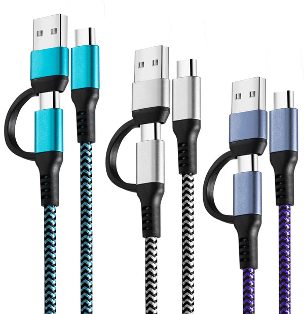 60W USB C to USB C Cable 3 Pack, 6ft Fast Charging Cords for Samsung Galaxy S21, MacBook Pro, iPad Pro 2020/2019.