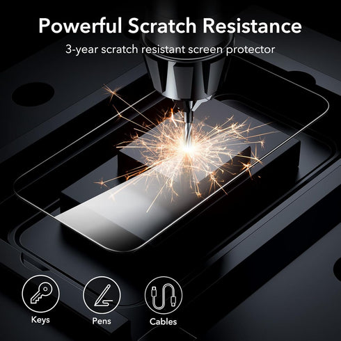 ESR iPhone 15 Pro Screen Protector 3 Pack - Black Edge Tempered Glass, 2.5D Curved, Full-Coverage, Scratch Resistant.
