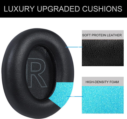 Replacement Ear Pads for Anker Soundcore Life Q20/Q20BT/Q20+ Headphones Accessories, Soundcore by Anker Life Q20 Headphones Earpads with Soft Memory Foam and Protein Leather-Black