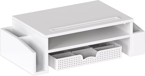 Simple Houseware Adjustable Monitor Stand Riser with Organizer Tray - White